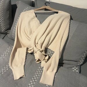 Elegant Cream Wrap Sweater